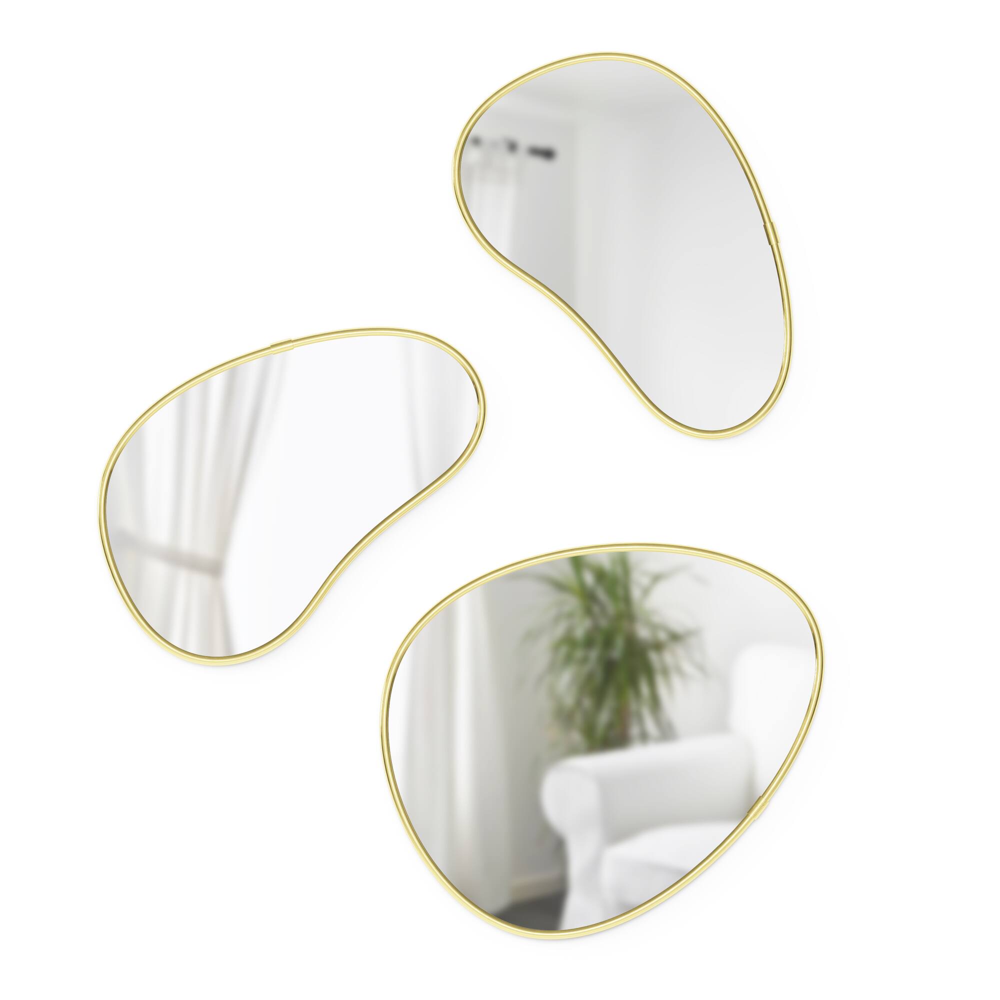 Umbra Brass Hubba Pebble Mirror Set